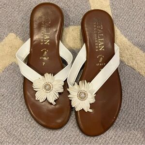 Italian Shoemakers White Floral Sandals